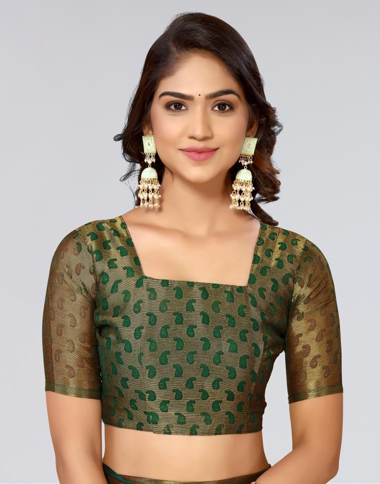 Beige Printed Brasso Saree