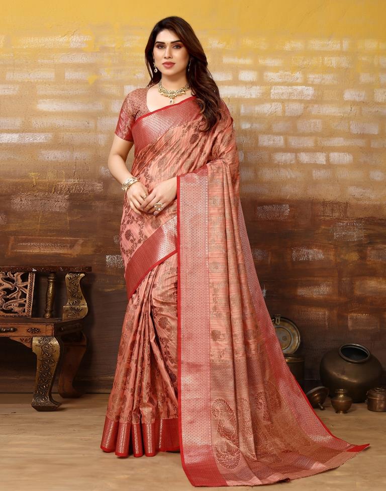 Light Pink Jacquard Silk Saree