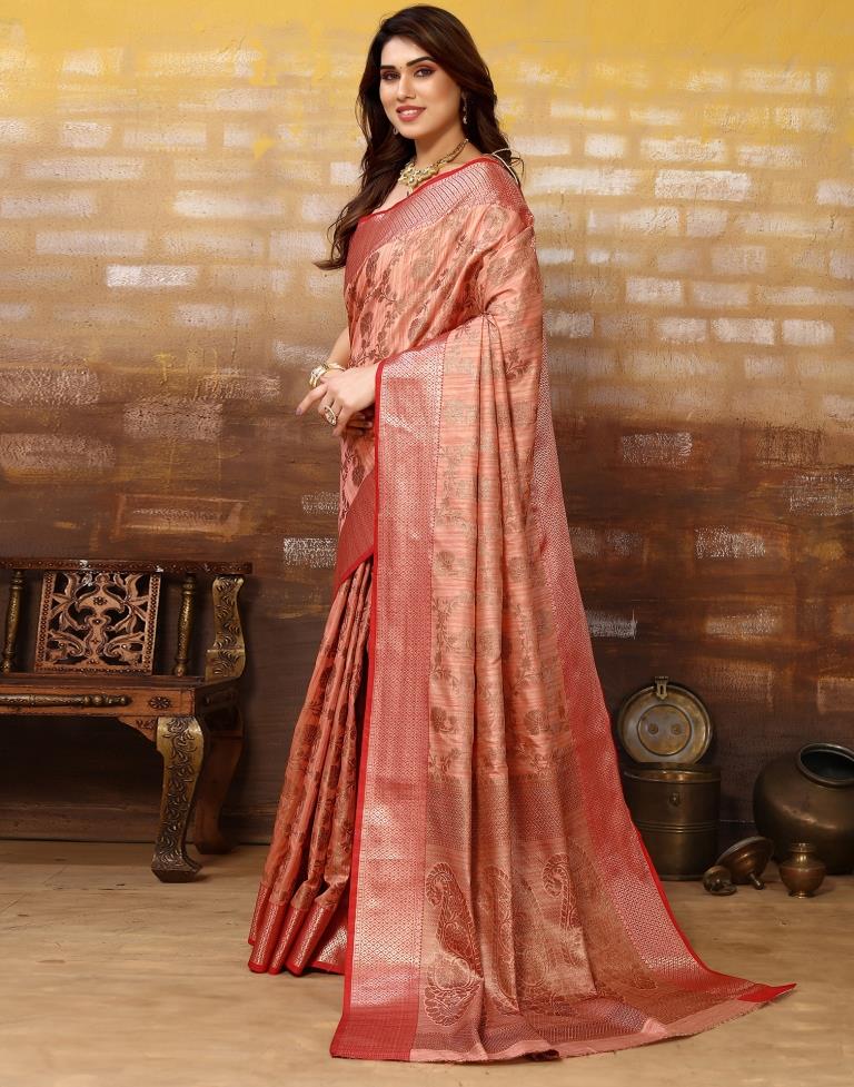 Light Pink Jacquard Silk Saree