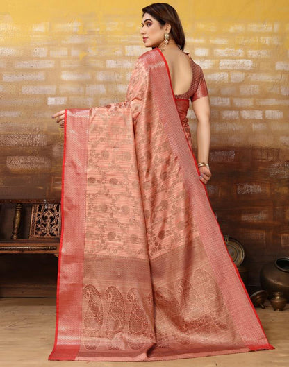 Light Pink Jacquard Silk Saree