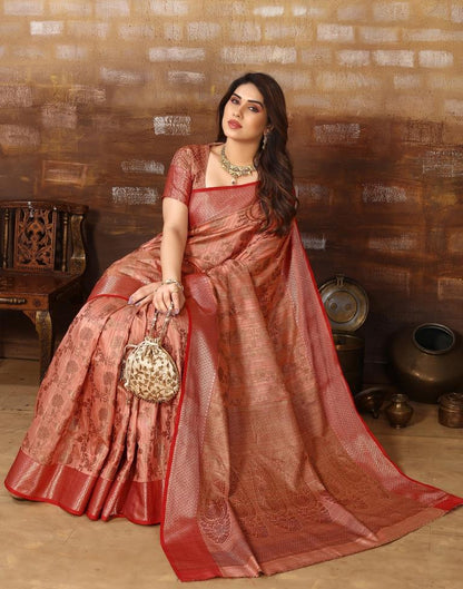 Light Pink Jacquard Silk Saree