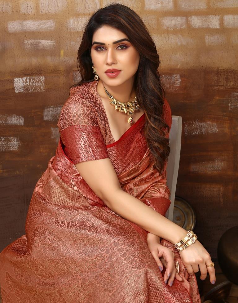 Light Pink Jacquard Silk Saree