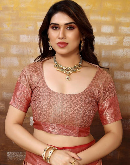 Light Pink Jacquard Silk Saree