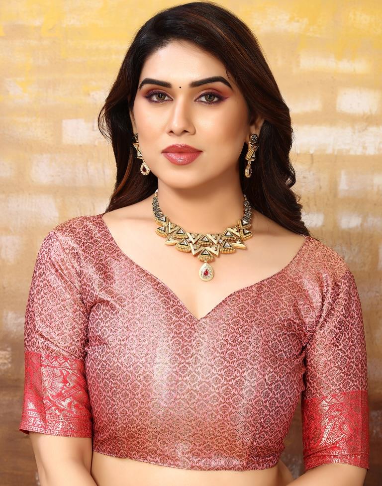 Pink Jacquard Silk Saree