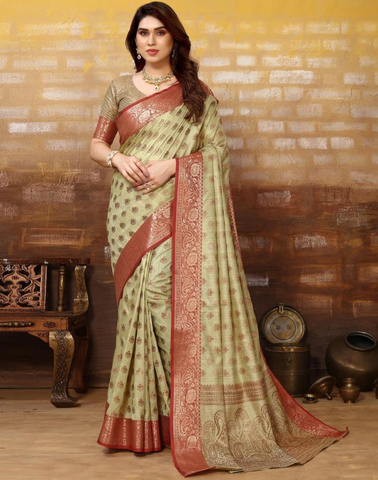Light Green Jacquard Silk Saree