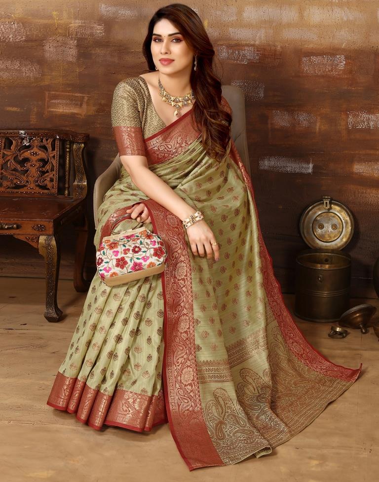 Light Green Jacquard Silk Saree