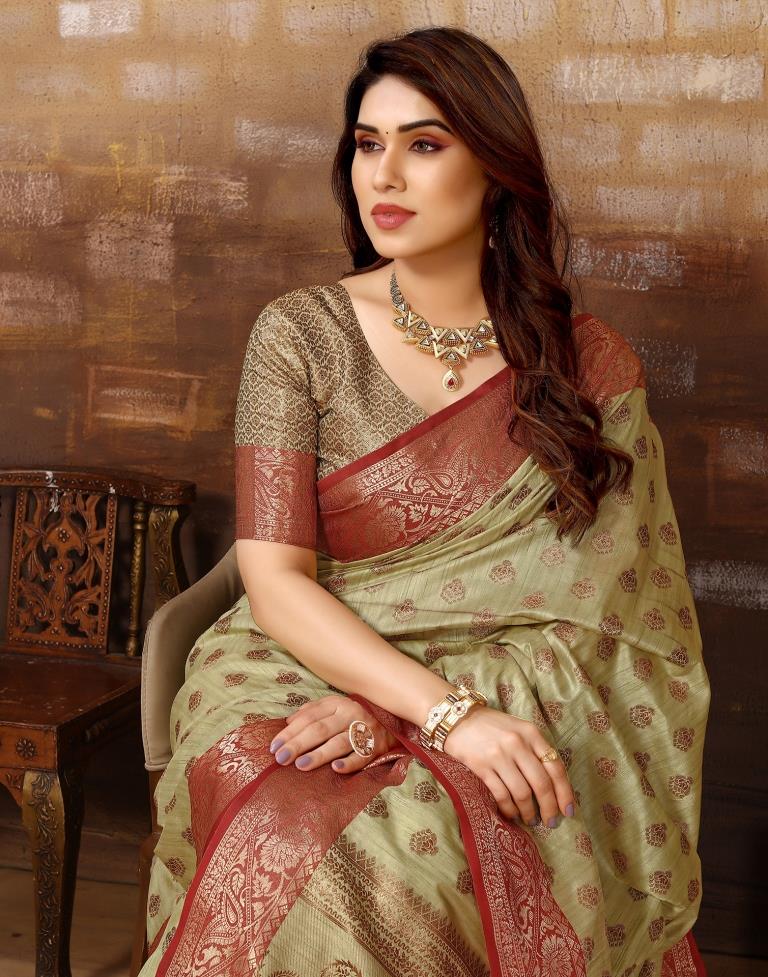 Light Green Jacquard Silk Saree