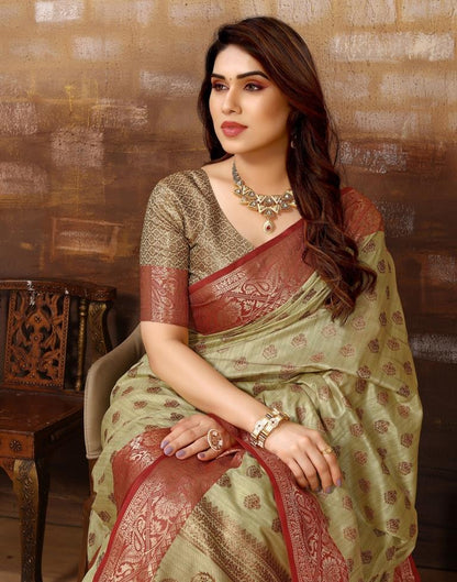 Light Green Jacquard Silk Saree