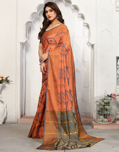 Light Orange Cotton Weaving Saree