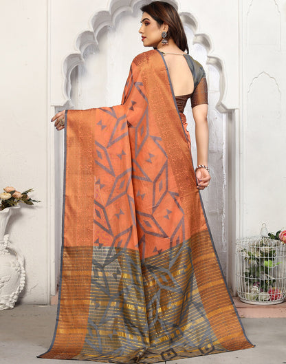 Light Orange Cotton Weaving Saree