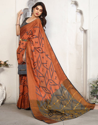 Light Orange Cotton Weaving Saree
