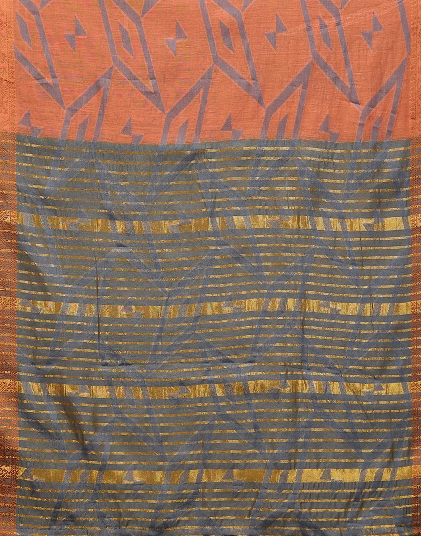 Light Orange Cotton Weaving Saree