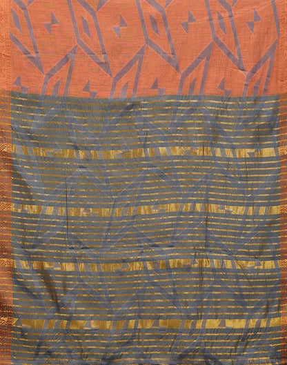 Light Orange Cotton Weaving Saree