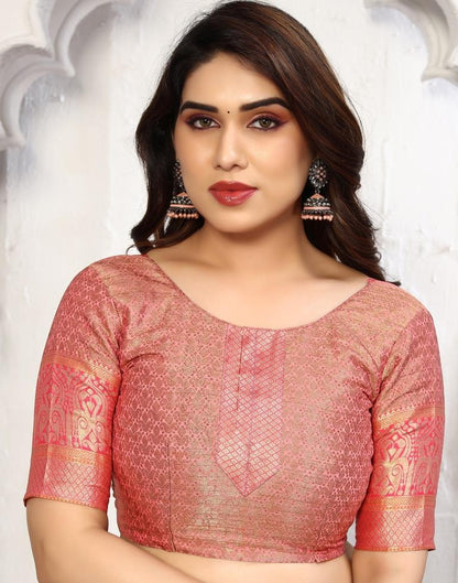 Pink Jacquard Silk Saree