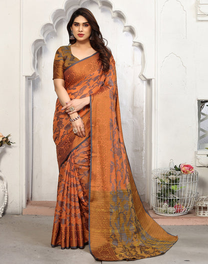 Light Orange Cotton Weaving Saree