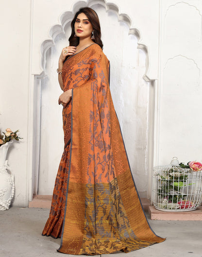 Light Orange Cotton Weaving Saree