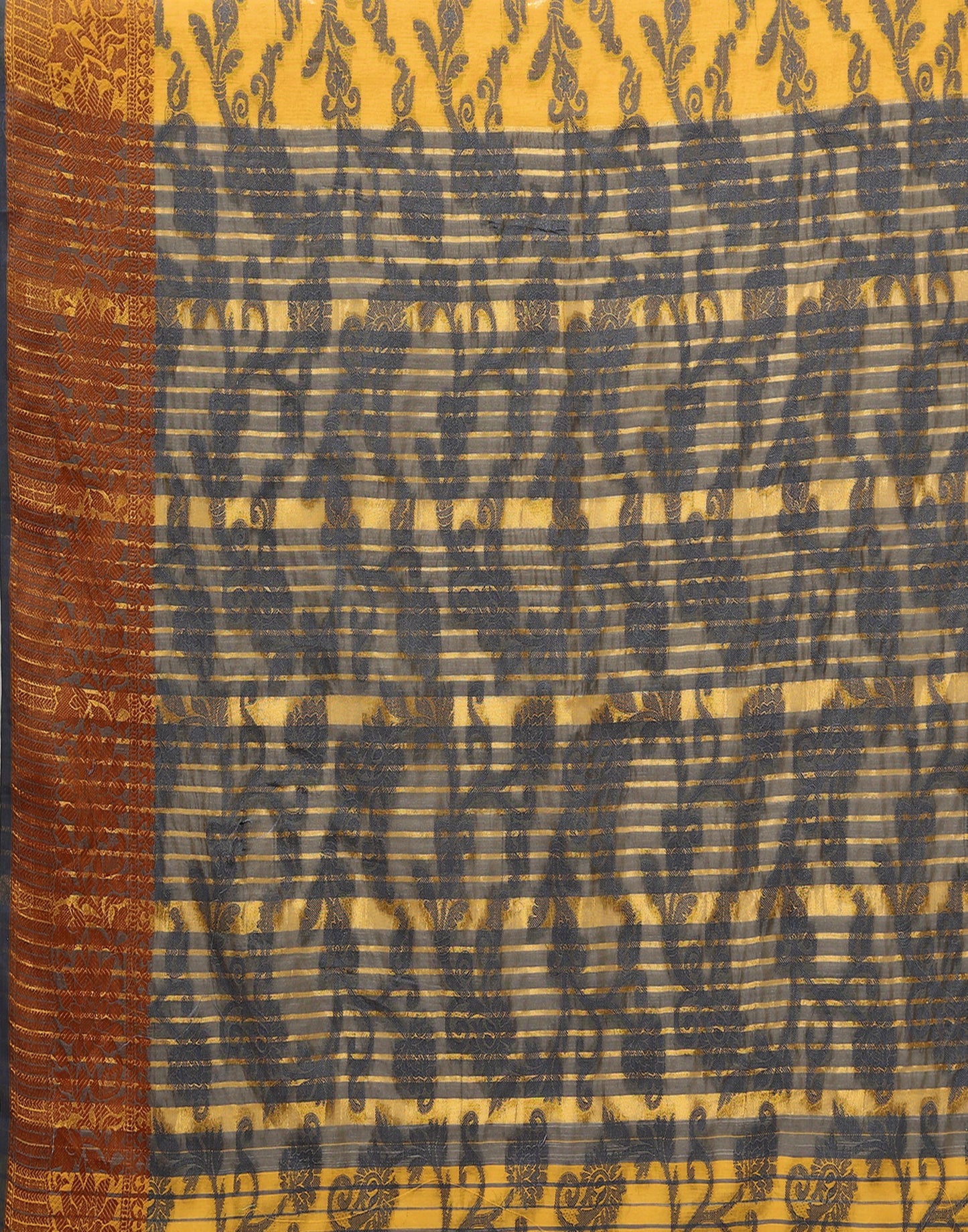 Mustard Yellow Cotton Weaving Saree