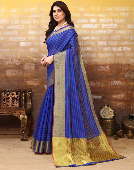 Blue Silk Self Woven Saree