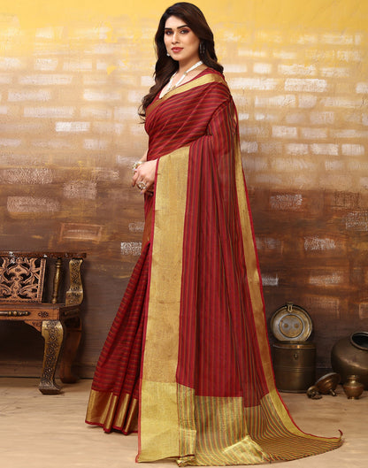Maroon Silk Self Woven Saree