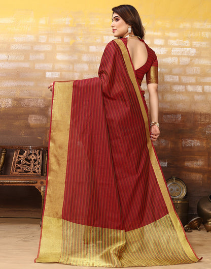 Maroon Silk Self Woven Saree