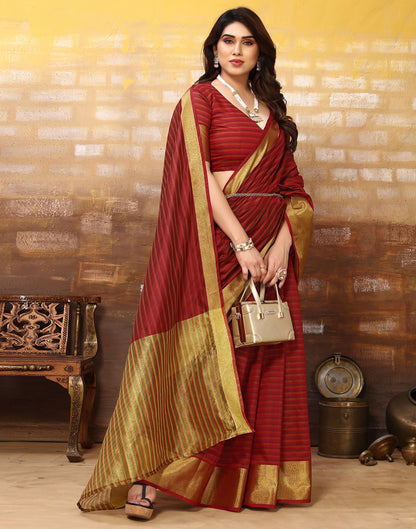Maroon Silk Self Woven Saree