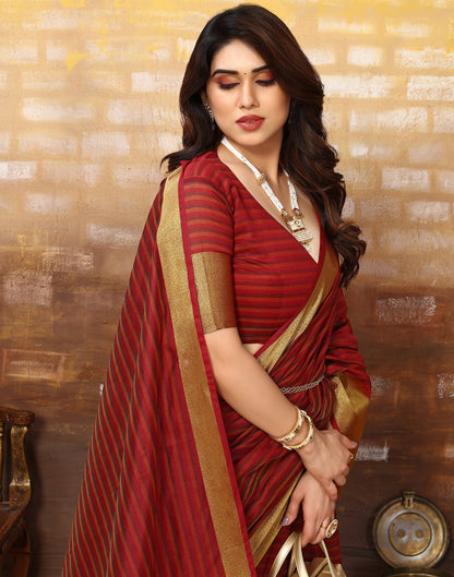 Maroon Silk Self Woven Saree