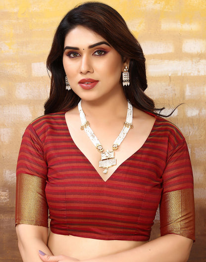 Maroon Silk Self Woven Saree