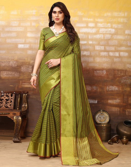Green Silk Self Woven Saree