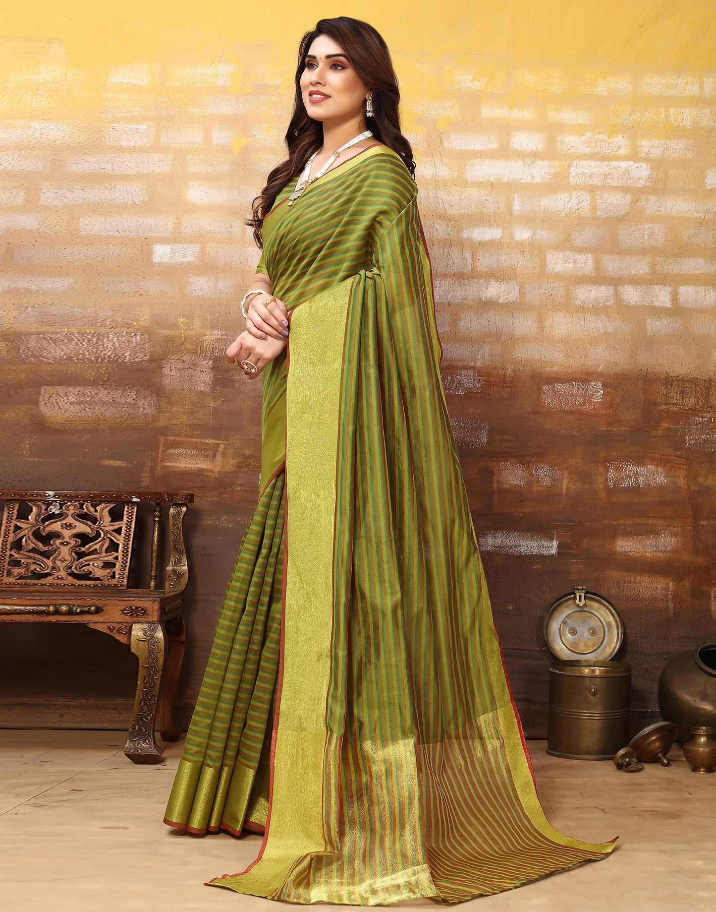 Green Silk Self Woven Saree