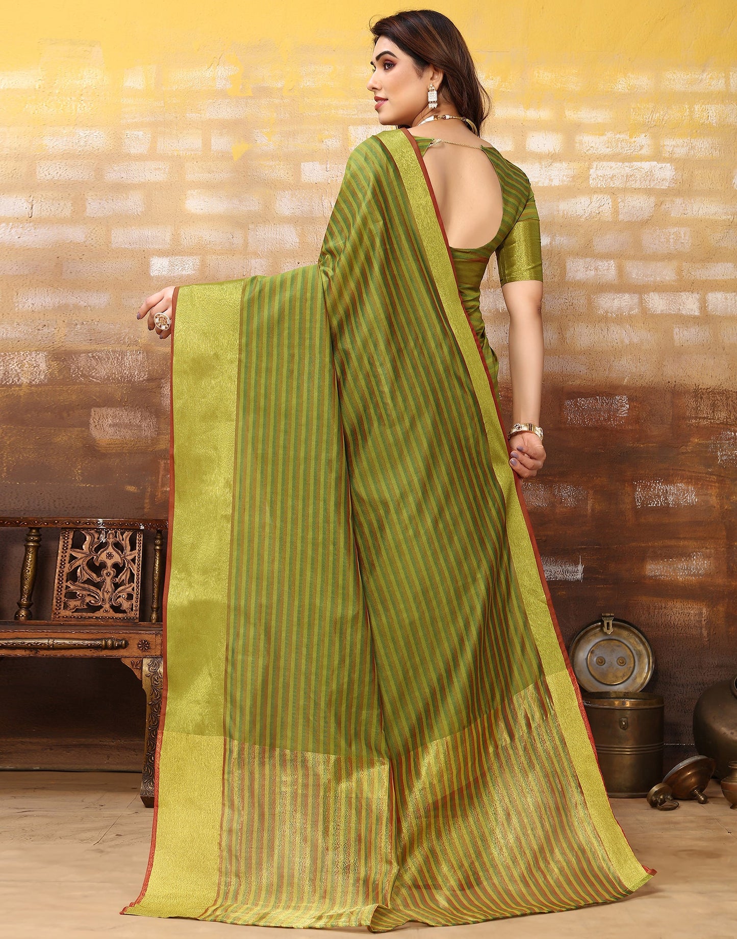 Green Silk Self Woven Saree