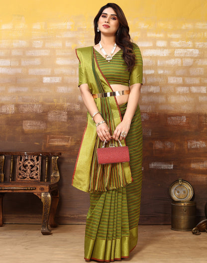 Green Silk Self Woven Saree