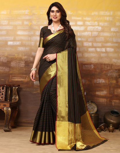 Dark Green Silk Self Woven Saree
