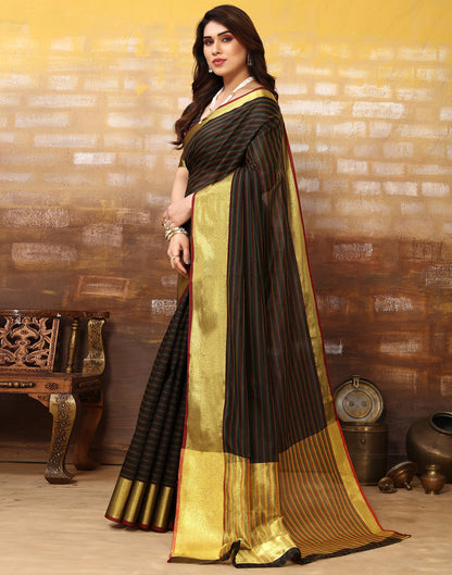 Dark Green Silk Self Woven Saree