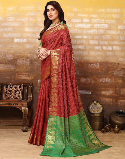 Maroon Cotton Weaving Saree