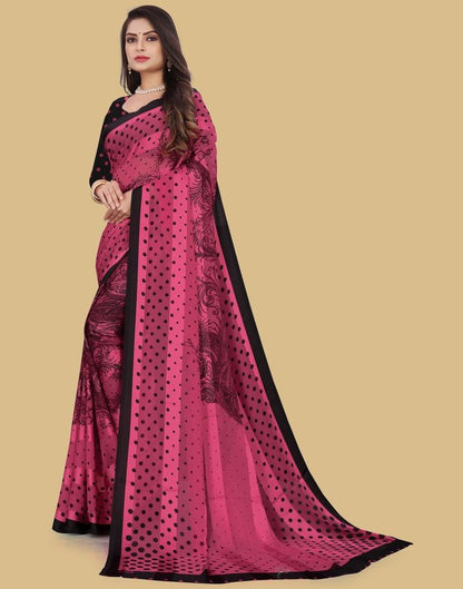 Light Pink Printed Chiffon Saree
