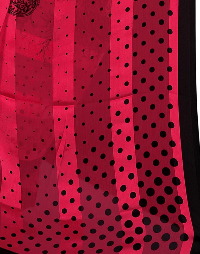 Red Printed Chiffon Saree