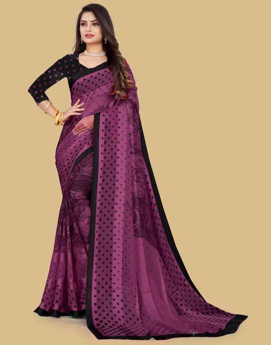 Dusty Pink Printed Chiffon Saree