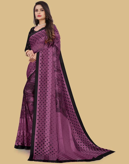 Dusty Pink Printed Chiffon Saree