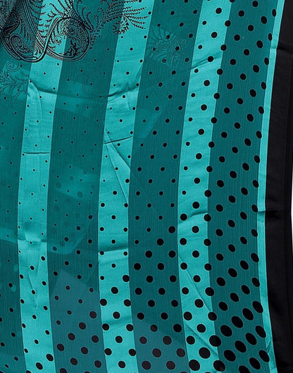 Rama Green Printed Chiffon Saree