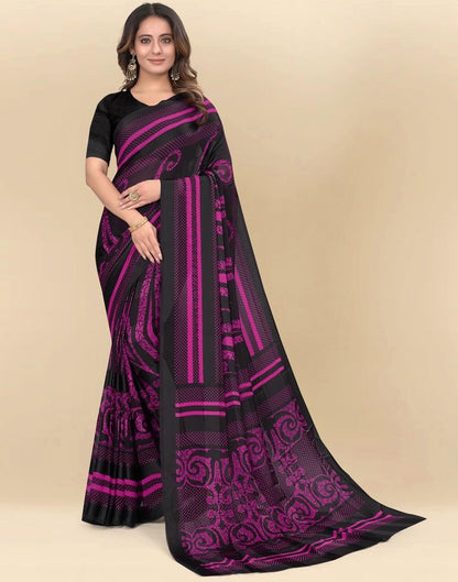Rani Pink Printed Chiffon Saree