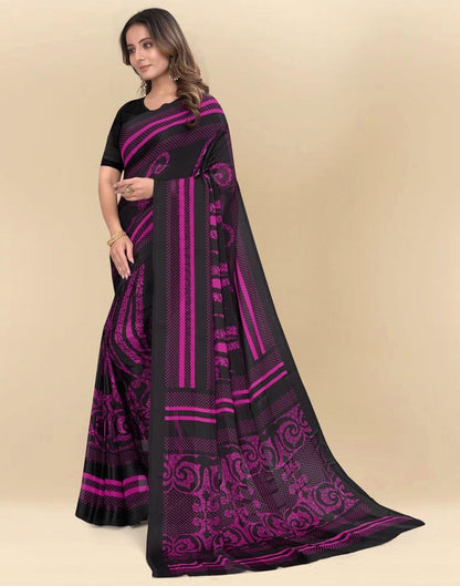 Rani Pink Printed Chiffon Saree