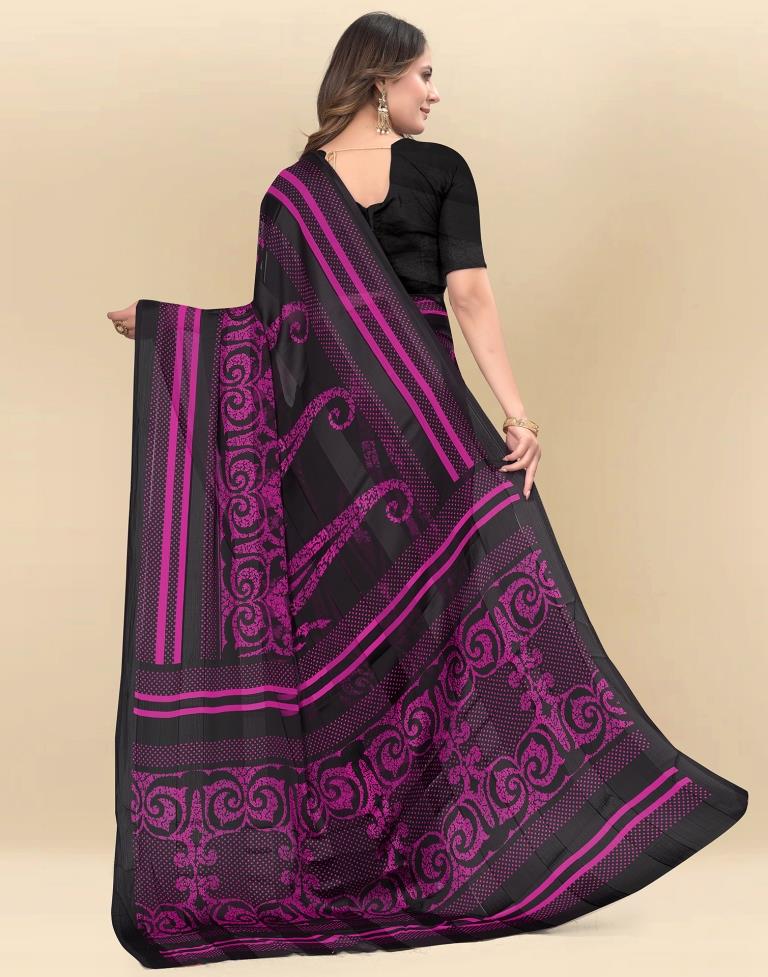 Rani Pink Printed Chiffon Saree