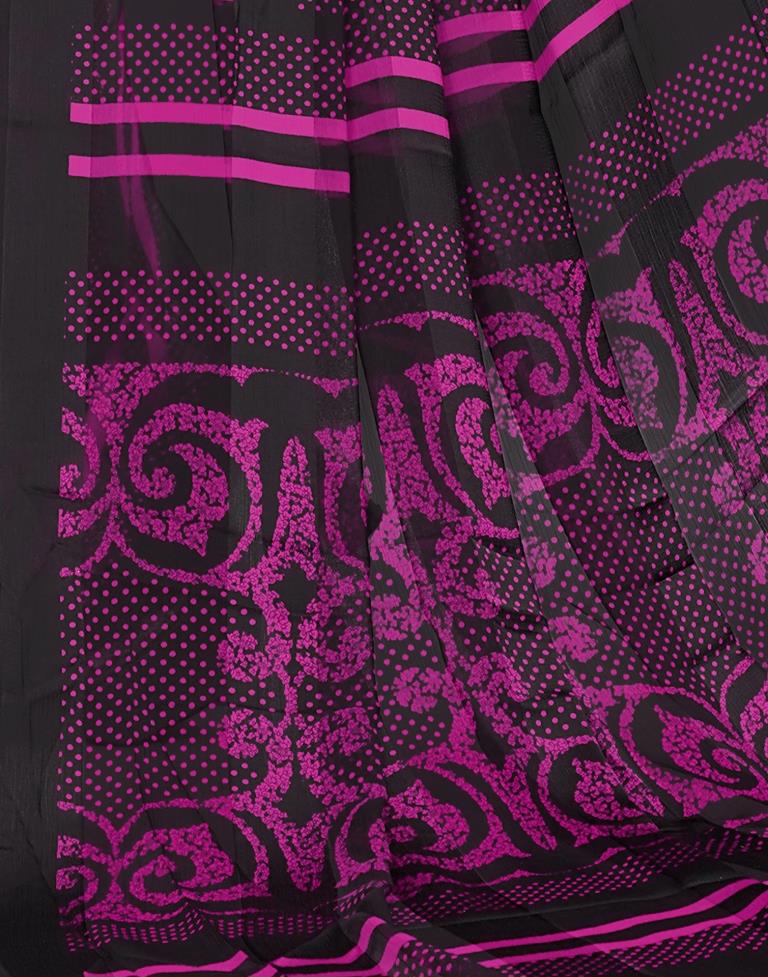 Rani Pink Printed Chiffon Saree