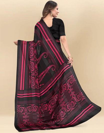 Red Printed Chiffon Saree
