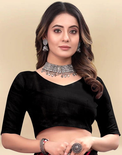 Red Printed Chiffon Saree