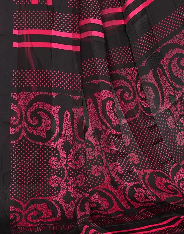 Red Printed Chiffon Saree