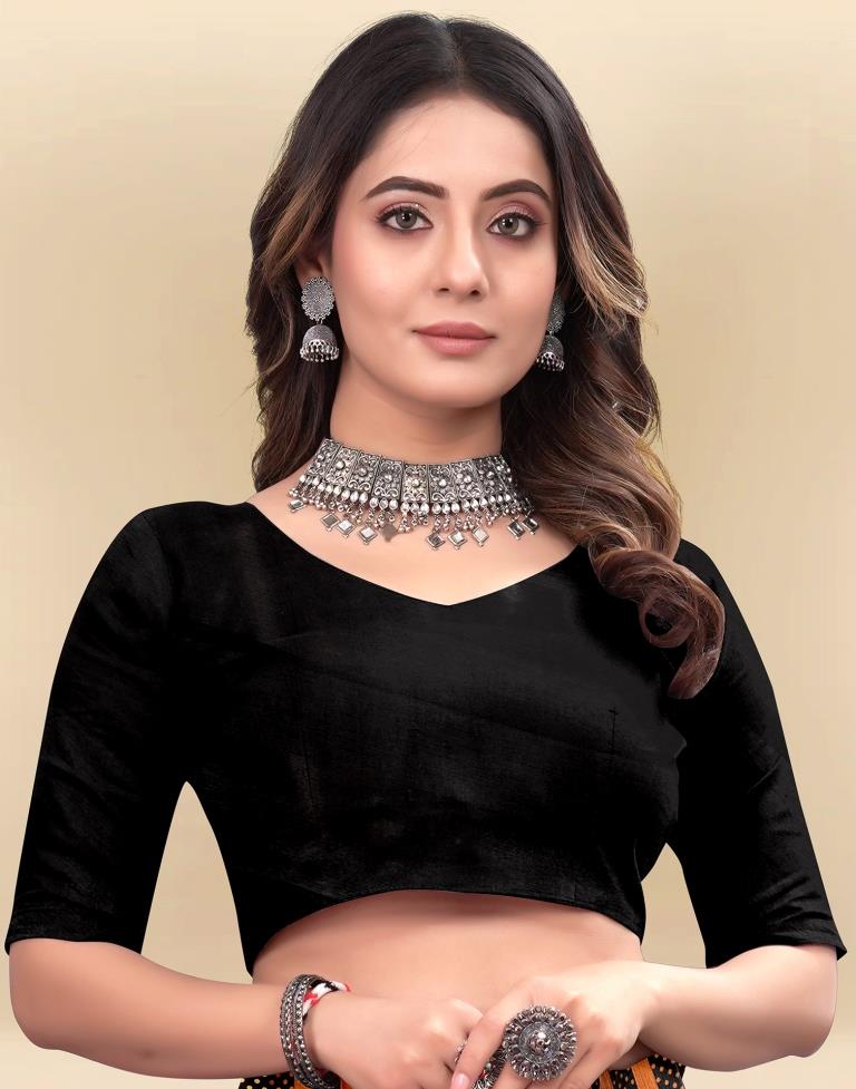 Light Orange Printed Chiffon Saree