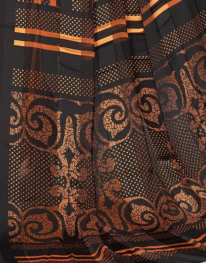 Light Orange Printed Chiffon Saree