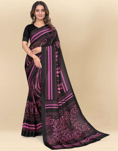 Light Pink Printed Chiffon Saree