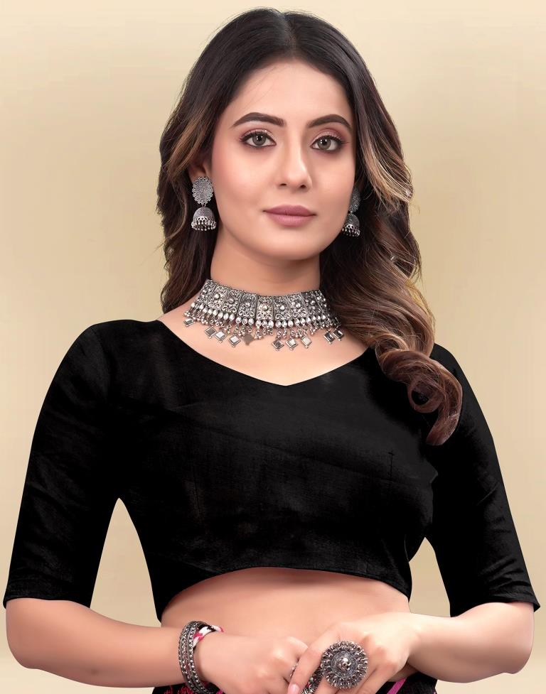 Light Pink Printed Chiffon Saree